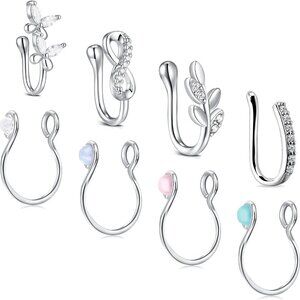 JFORYOU Fake Nose Ring Fake Septum Fake Nose Ring Hoop Fake Nose Rings for Women